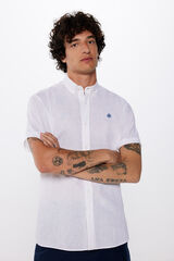 Springfield Camisa manga corta lino blanco