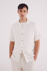 Springfield Camisa manga corta jacquard marfil