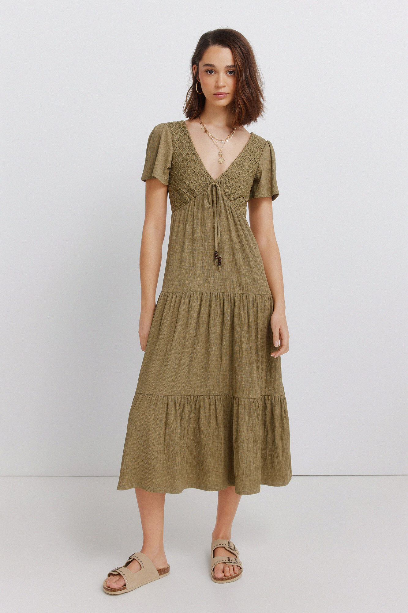 Springfield Vestido midi con volantes