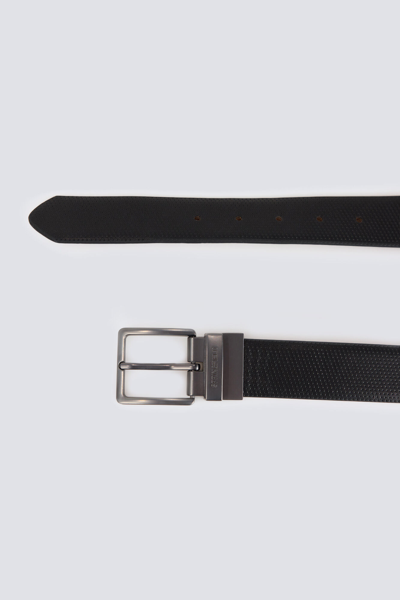 Springfield Cintur&oacute;n reversible microperforado negro