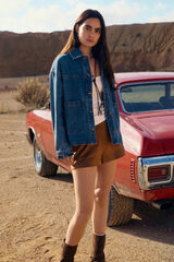 Springfield Short de ante sint&eacute;tico caf&eacute;