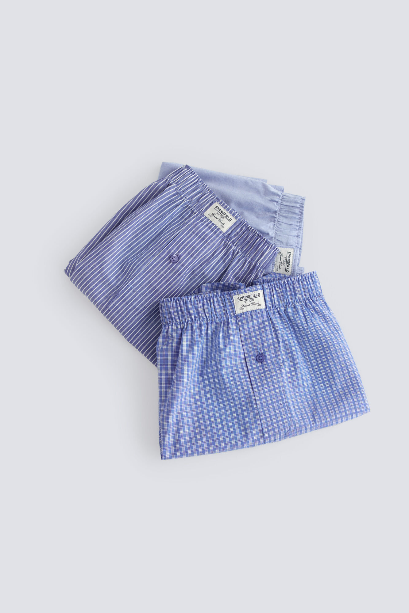 Springfield Pack de 3 calzones de popel&iacute;n estampados azul