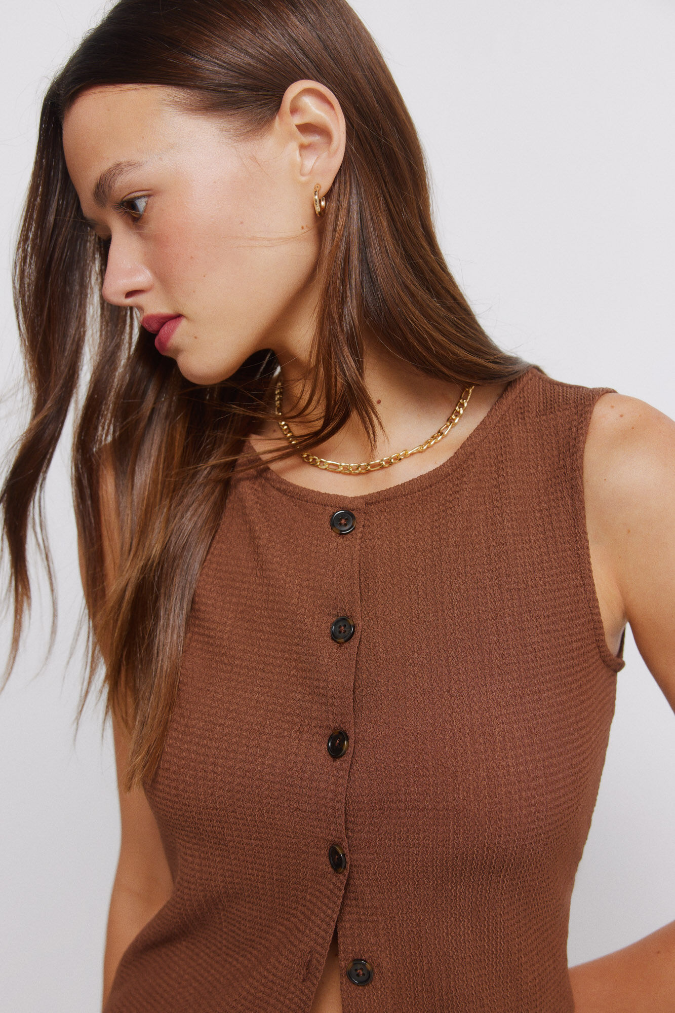 Springfield Chaleco con botones caf&eacute;