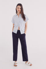 Springfield Pantalón básico lino azulado