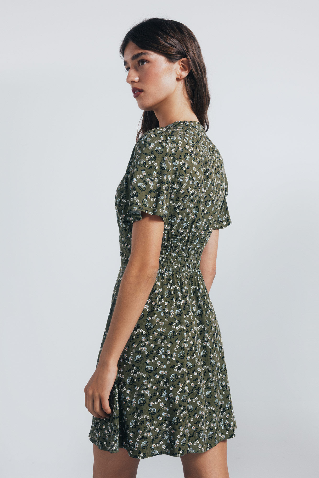 Springfield Vestido corto vivos cintura kaki