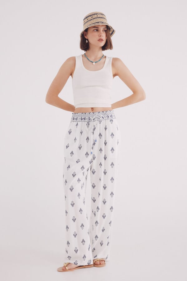 Springfield Pantalón fluido estampado estampado