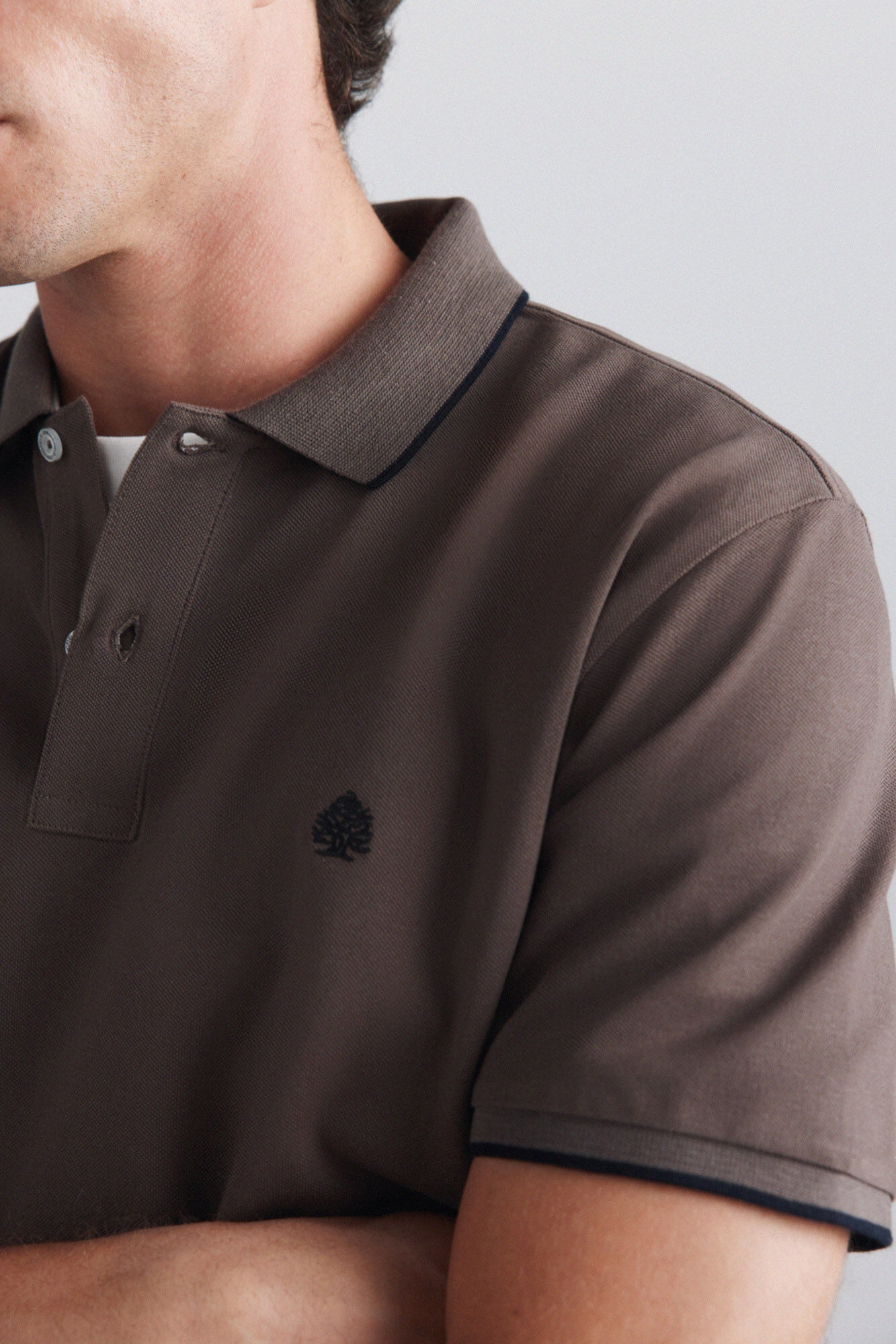 Springfield Polo de piqu&eacute; con contrastes slim fit caf&eacute;