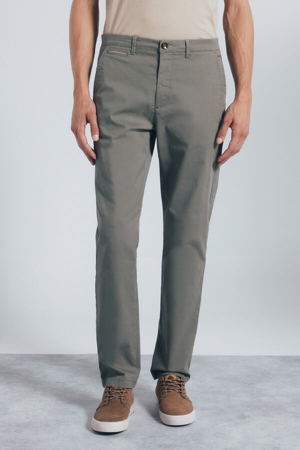 Springfield Pantalón slim fit lavado kaki