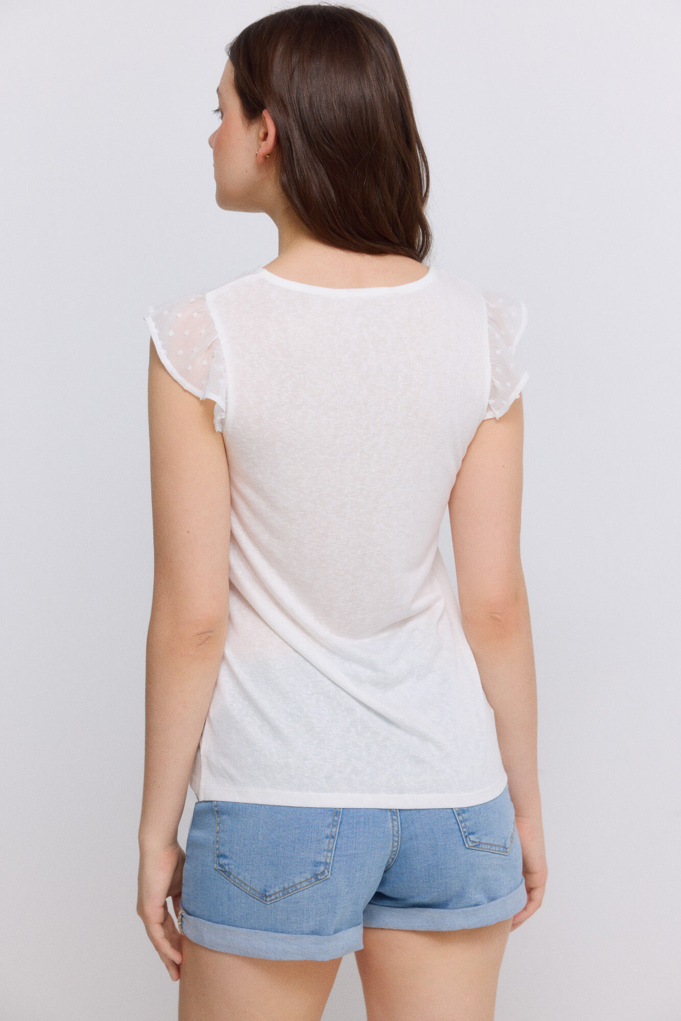 Springfield Playera bimateria plumet&iacute; beige