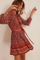 Springfield Vestido Estampado Cenefas Étnicas naranja