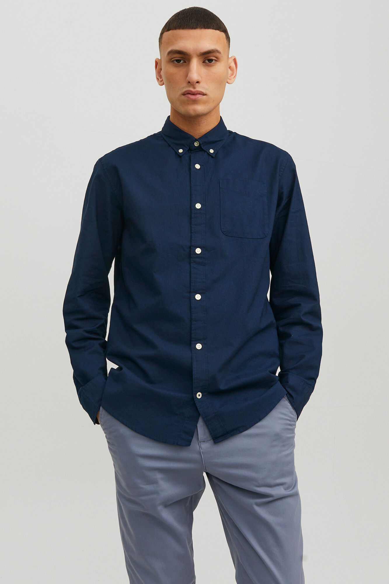 Jack & Jones Camisa oxford de algod&oacute;n