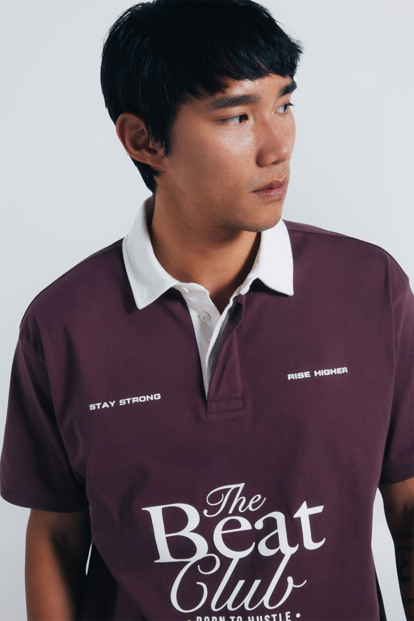 Springfield Polo de rugby con textos de corte cuadrado p&uacute;rpura