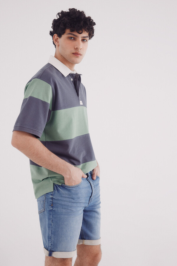 Springfield Bermuda vaquera en knit denim medio slim fit turquesa