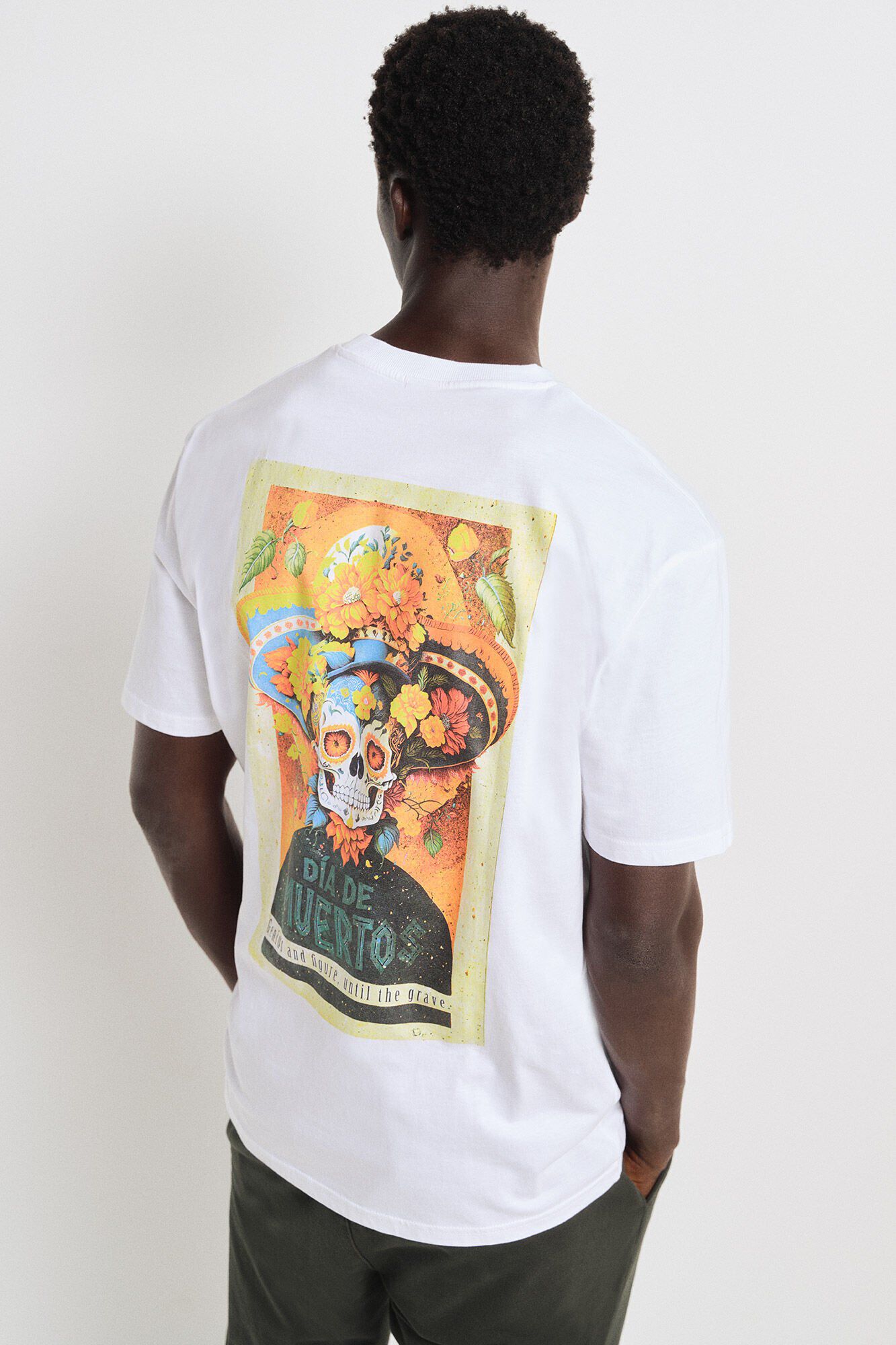 Springfield Playera skull flowers natural