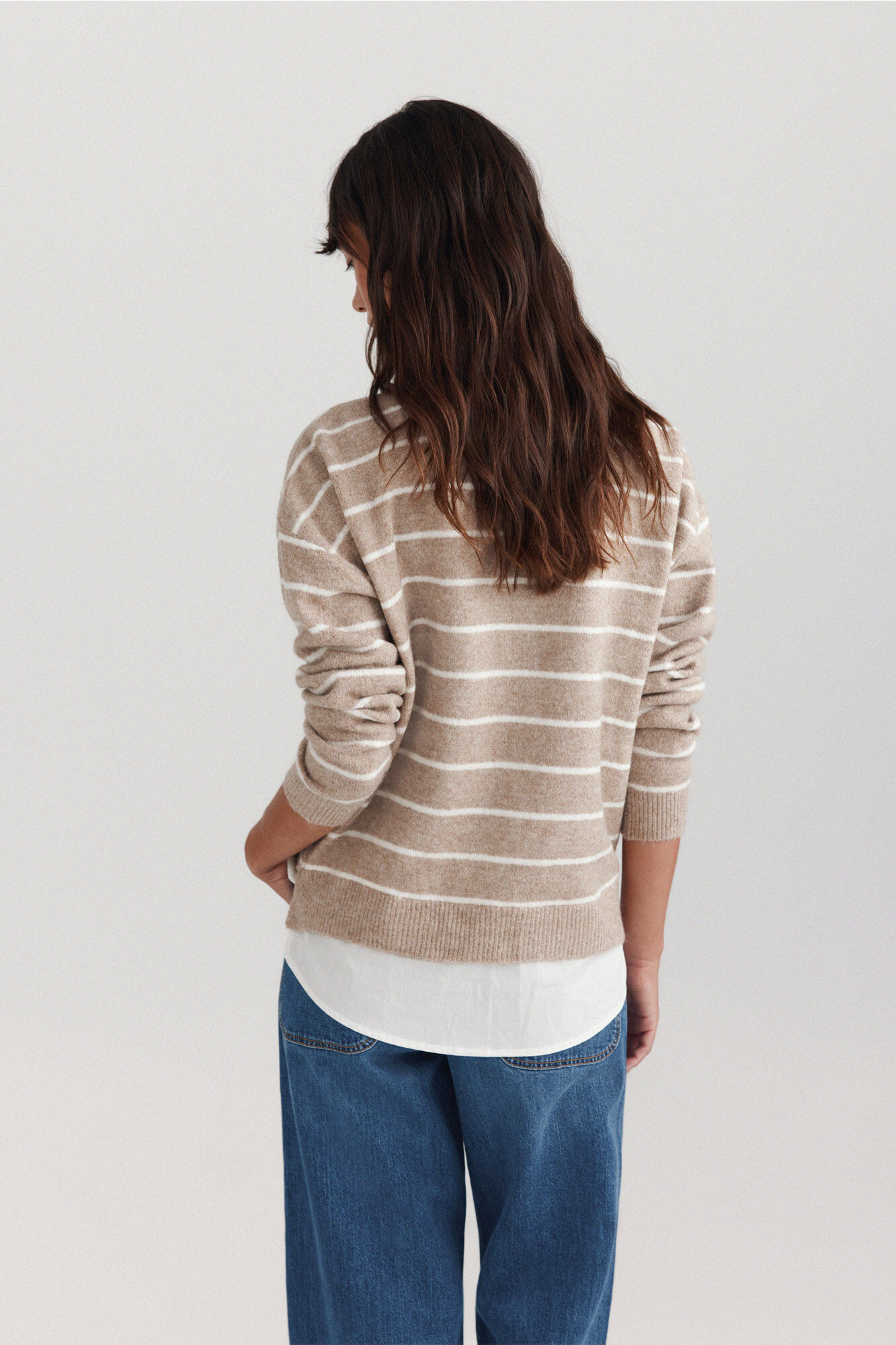 Springfield Su&eacute;ter bimateria camisero nude