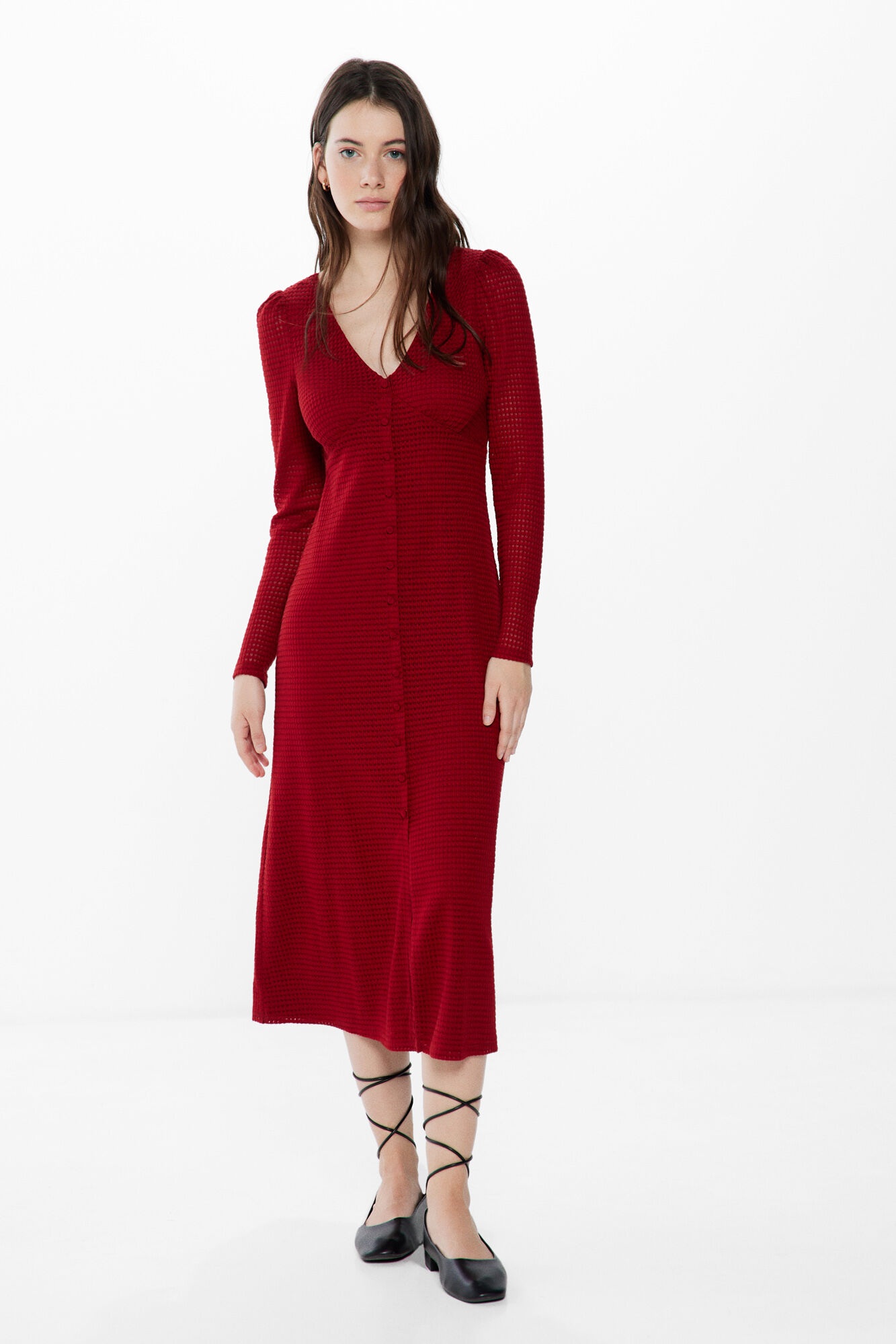 Vestido midi estructura Vestidos para mujer Springfield MX