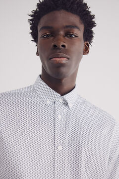 Springfield Camisa popelín micro print easy care natural