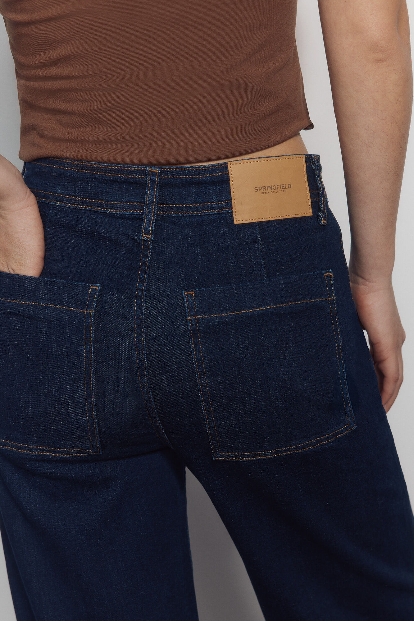 Springfield Jeans wide leg tiro alto azul