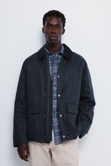 Springfield Parka short con cuello de pana azul