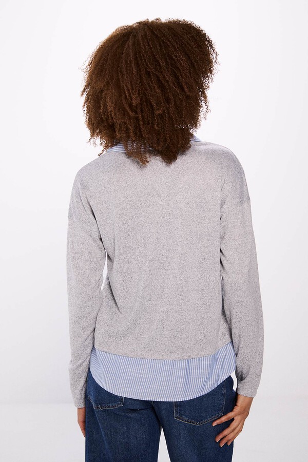 Springfield Playera cuello camisero combinada gris