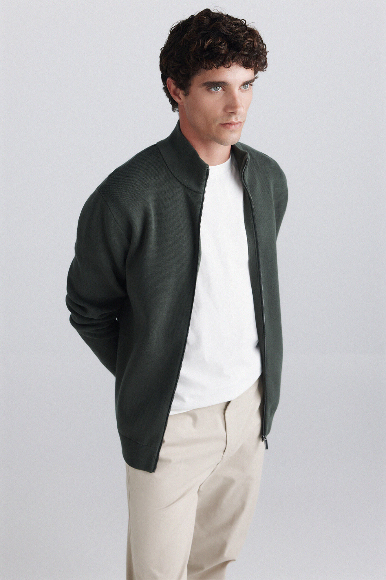 Springfield C&aacute;rdigan milano con cierre verde