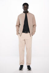 Springfield Pantalón pliegues wide fit beige
