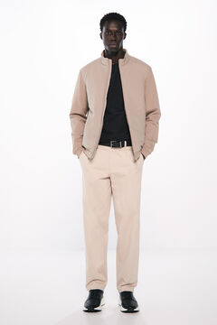 Springfield Pantalón pliegues wide fit beige