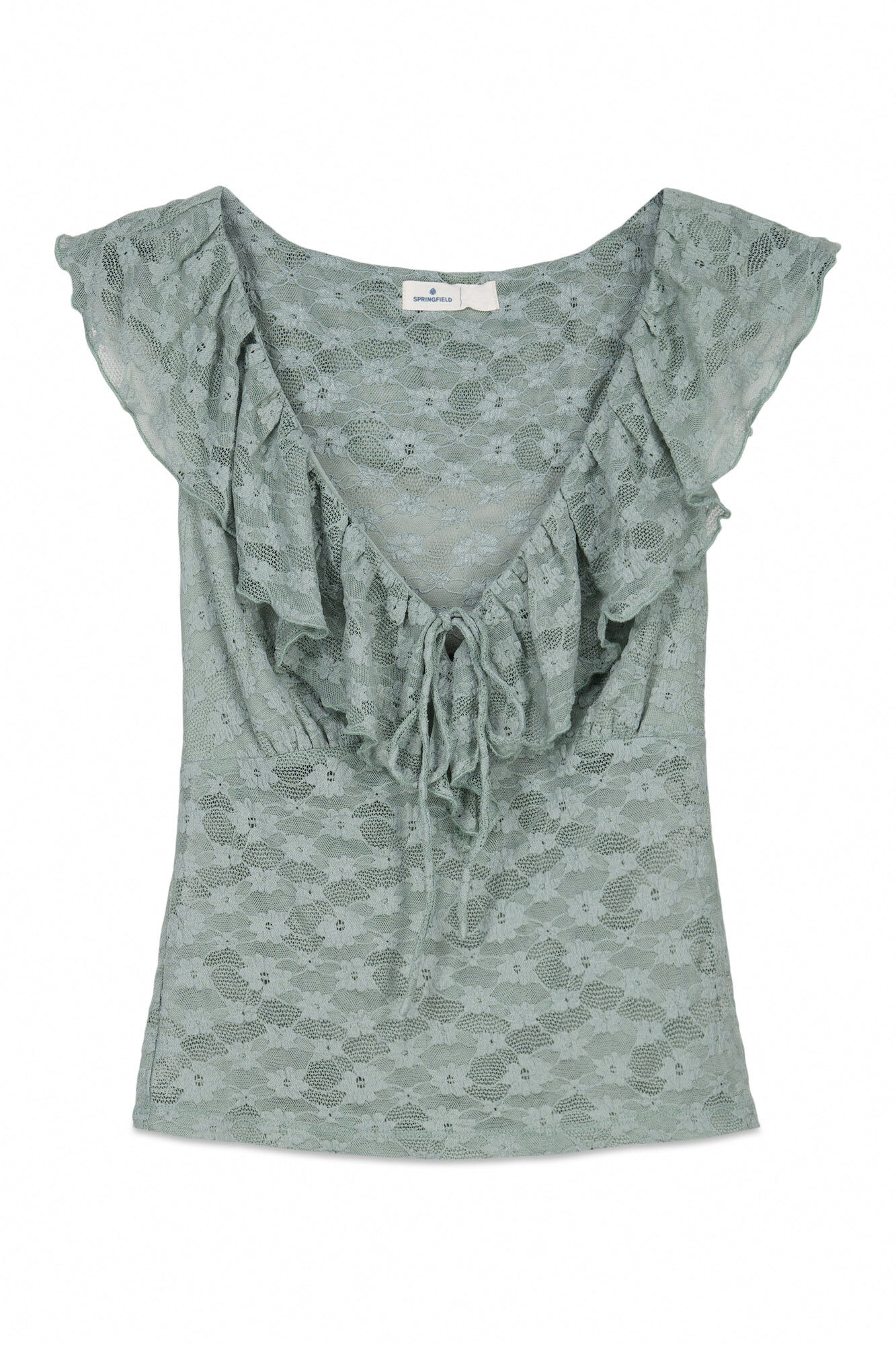 Springfield Top de volantes de encaje verde