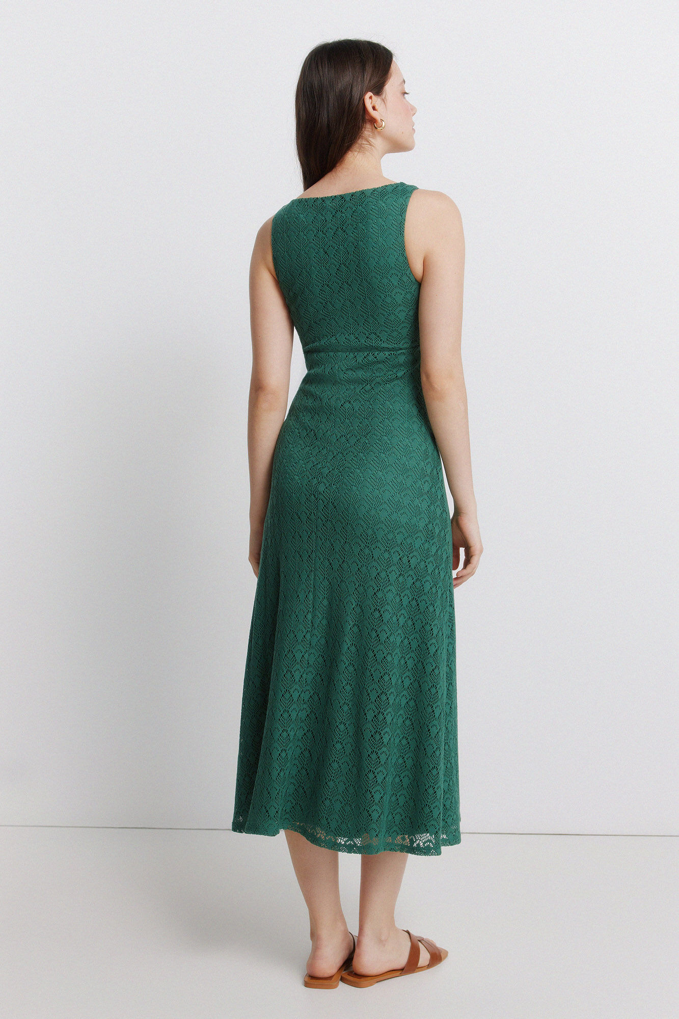 Springfield Vestido midi de crochet verde