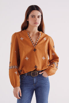 Springfield Blusa bordados étnicos amarillo
