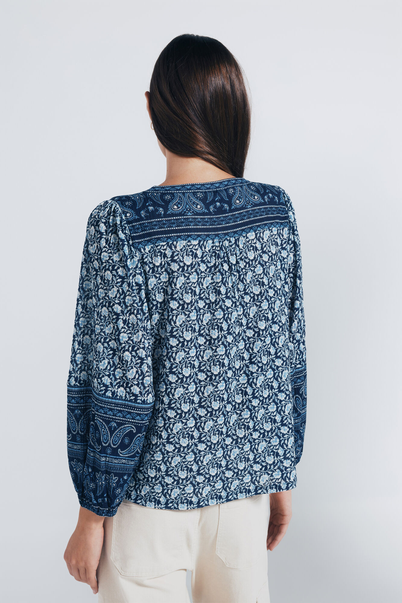 Springfield Blusa boho cenefas azulado