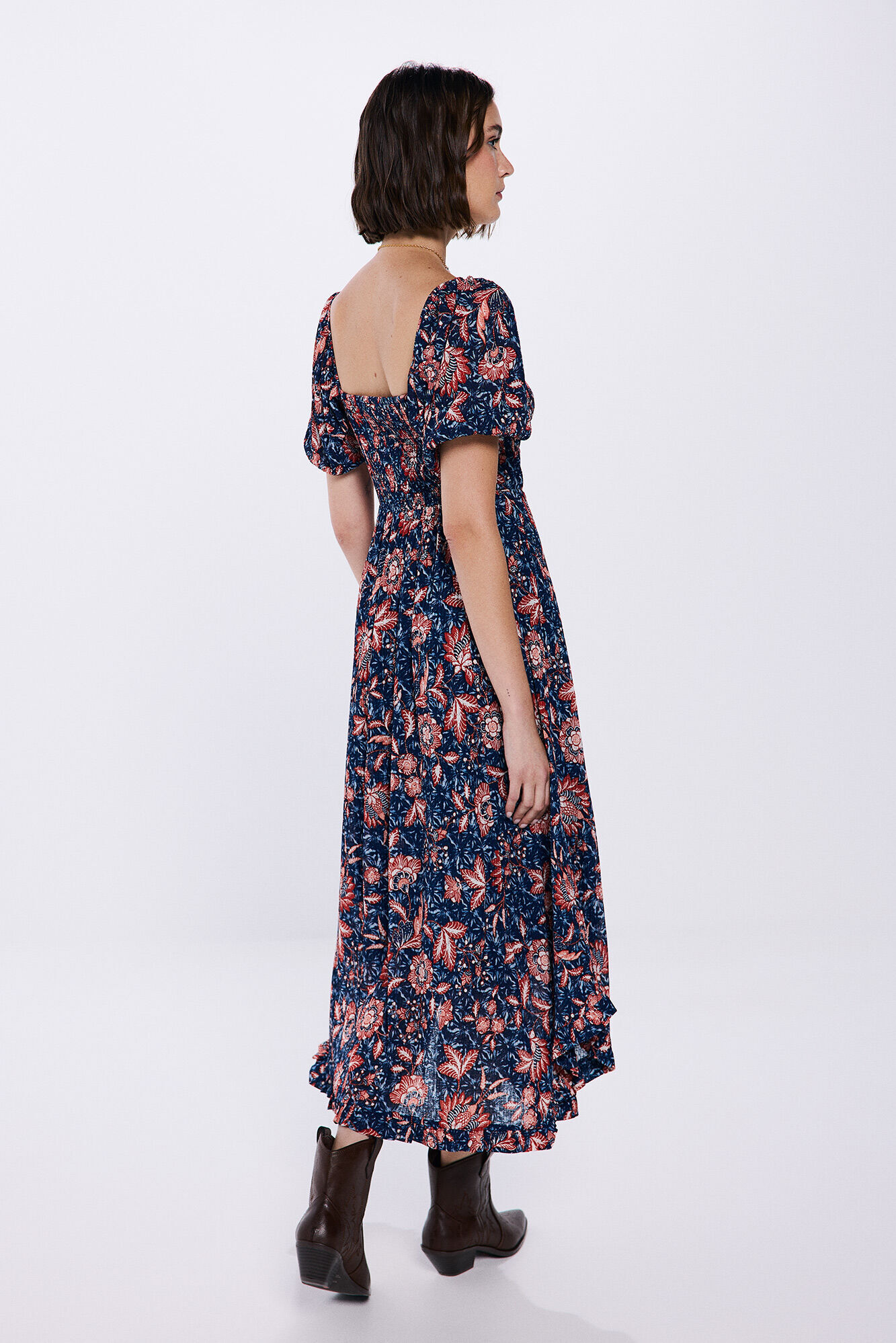 Springfield Vestido midi estampado picos azulado