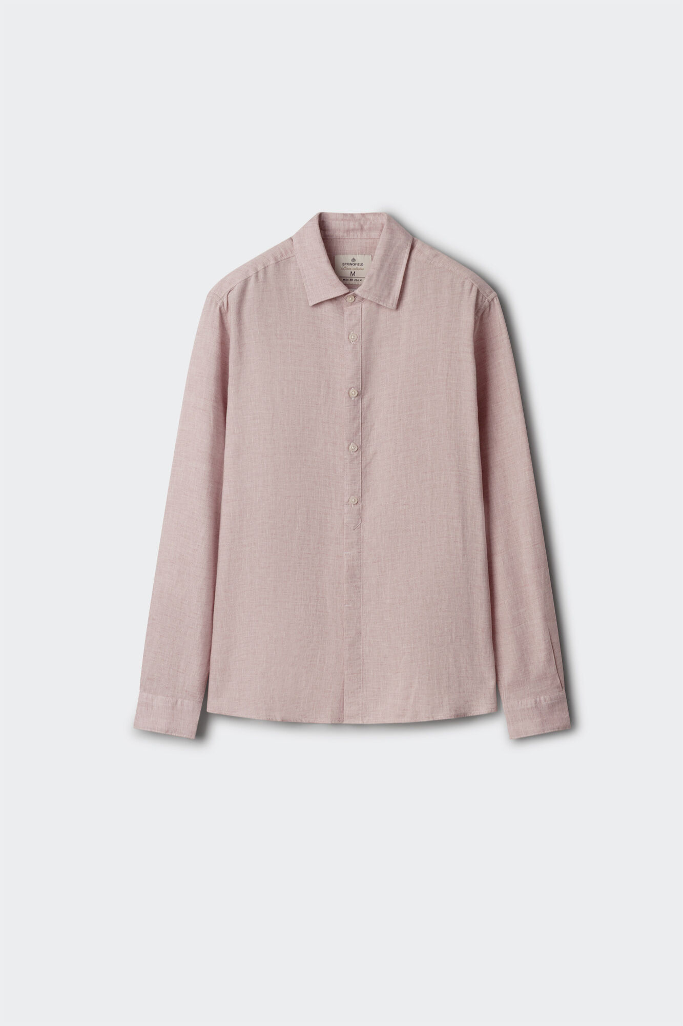 Springfield Camisa fil a fil de lino y viscosa naranja