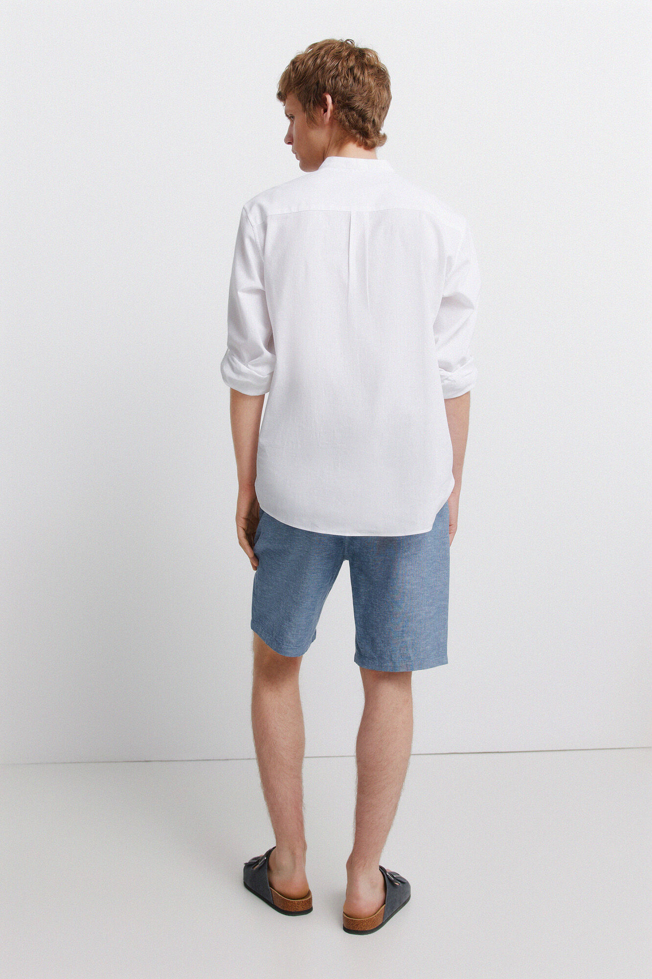 Springfield Bermudas de lino comfort slim fit azul
