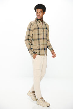 Springfield Camisa cuadros beige