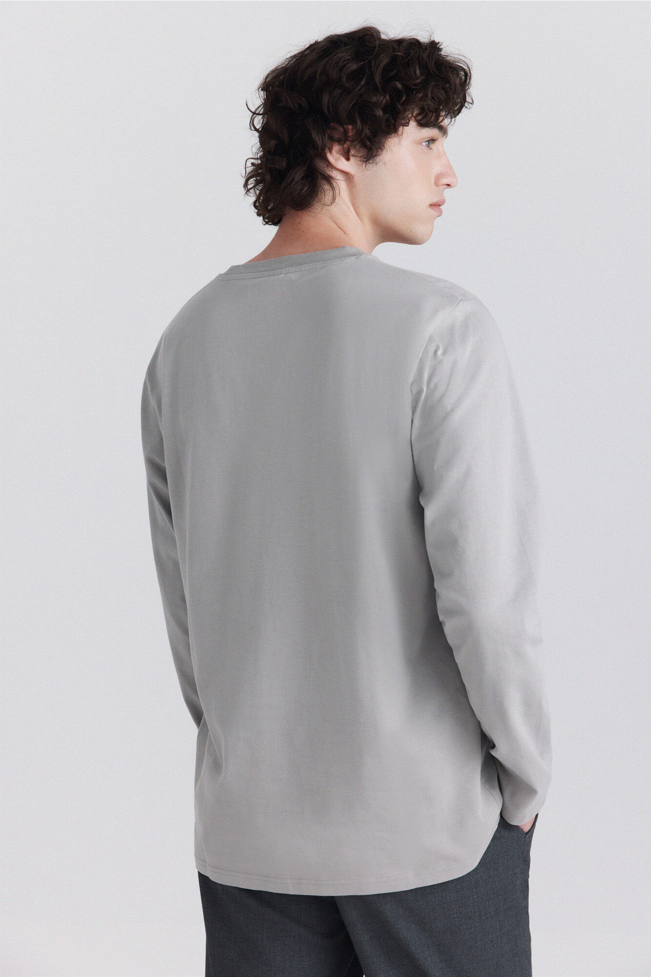 Springfield Camisa b&aacute;sica de manga larga suave gris
