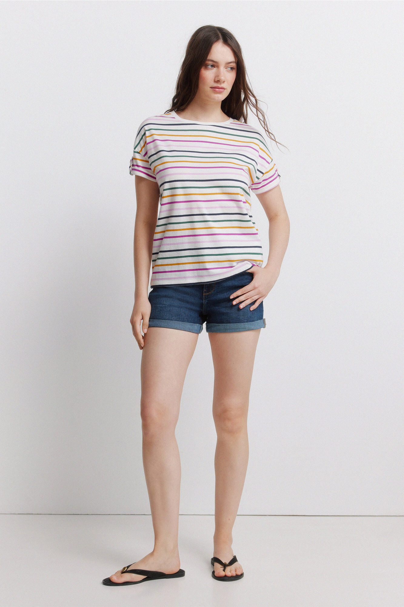 Springfield Playera de manga corta a rayas marfil