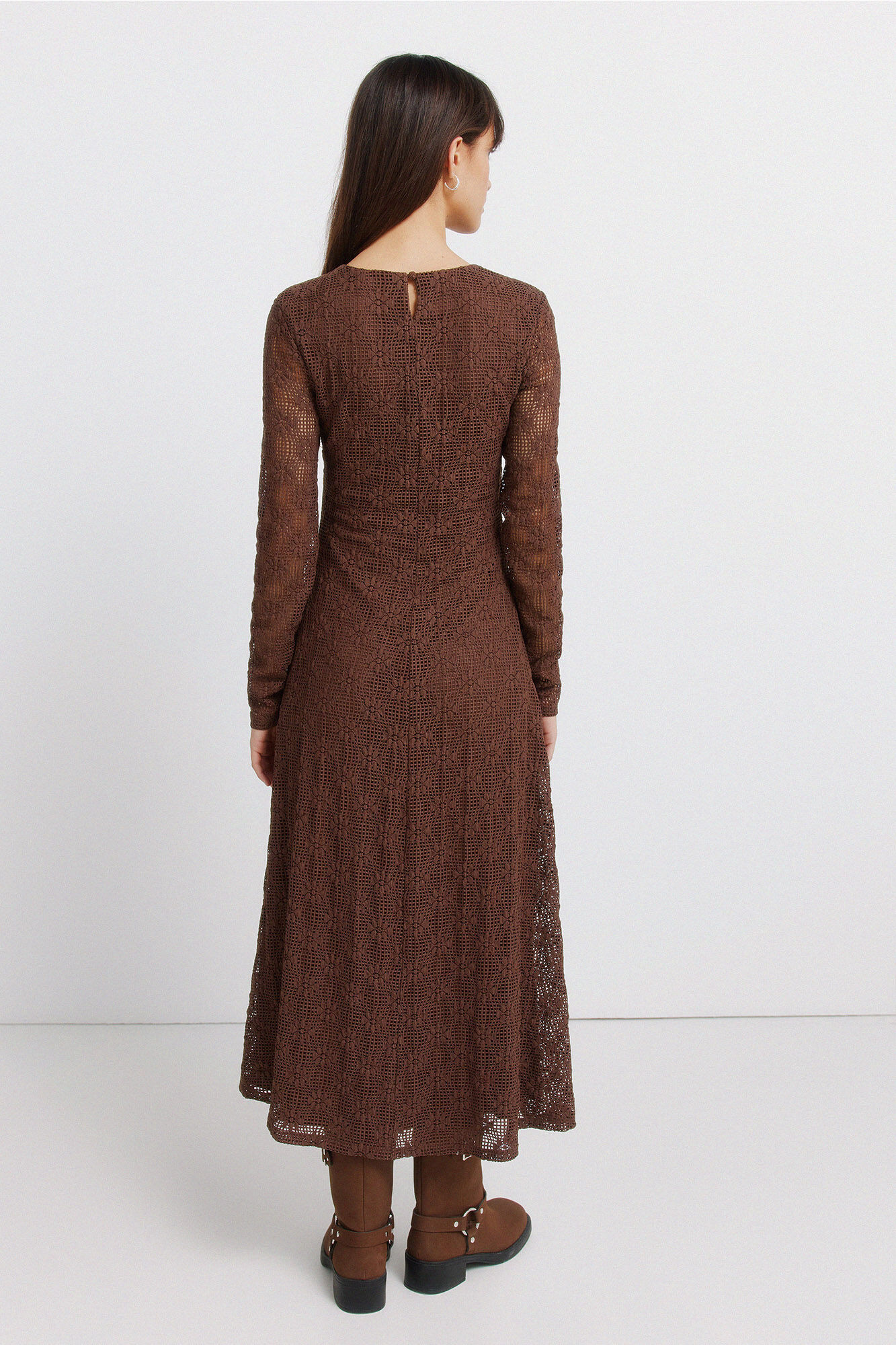 Springfield Vestido estructurado de manga larga caf&eacute;