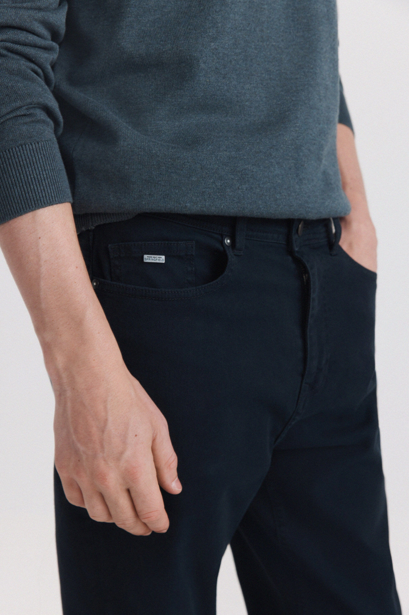 Springfield Pantal&oacute;n de 5 bolsillos slim lavado azul
