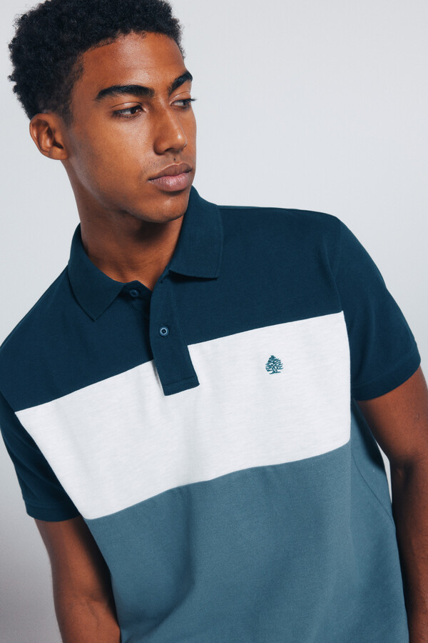Springfield Polo regular fit en piqué color block azul