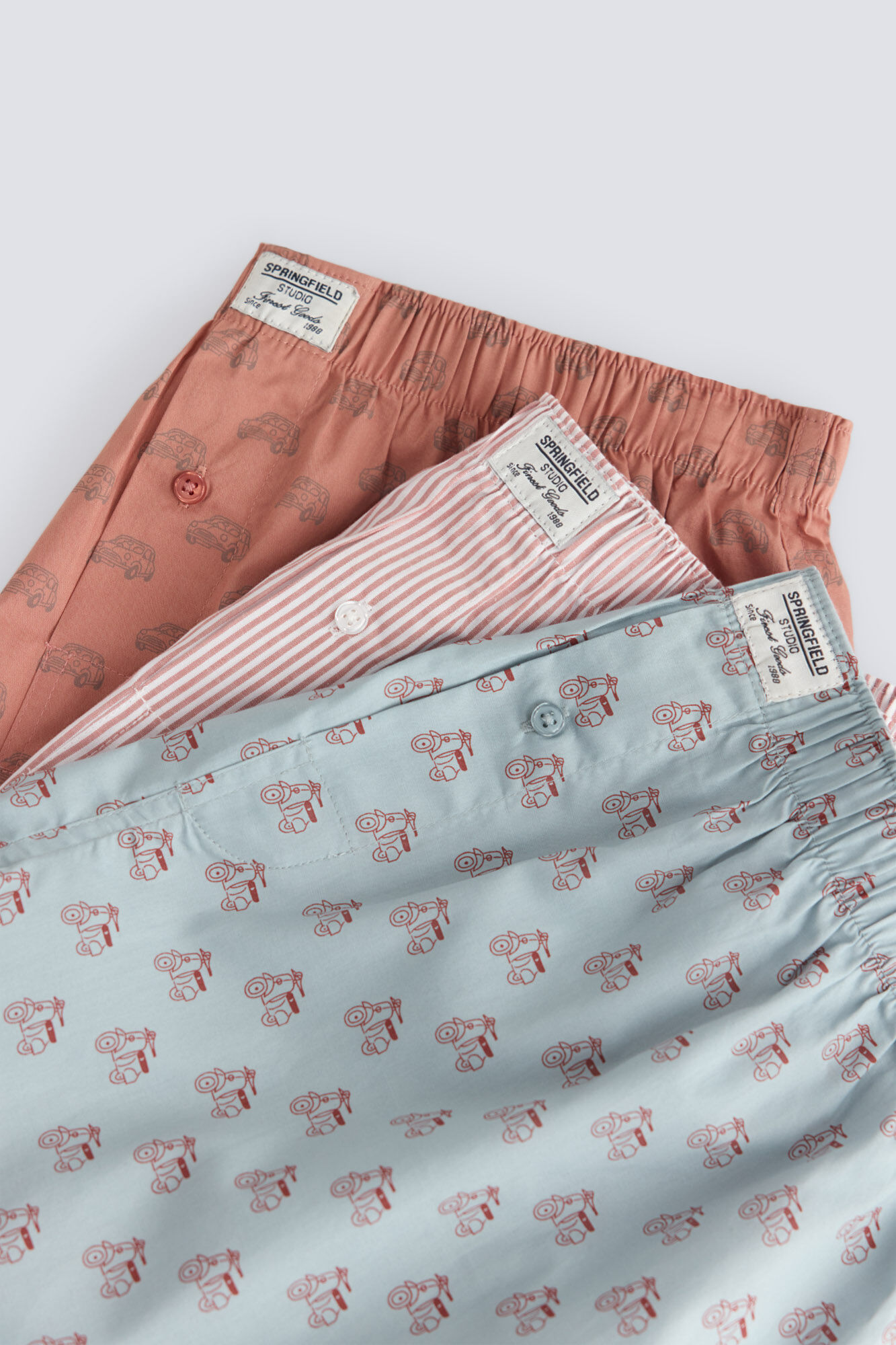 Springfield Pack de 3 calzones de popel&iacute;n estampados
