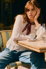 Springfield Blusa romántica con bandas elásticas café