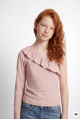 Springfield Kids Playera manga larga asim&eacute;trica morado/lila