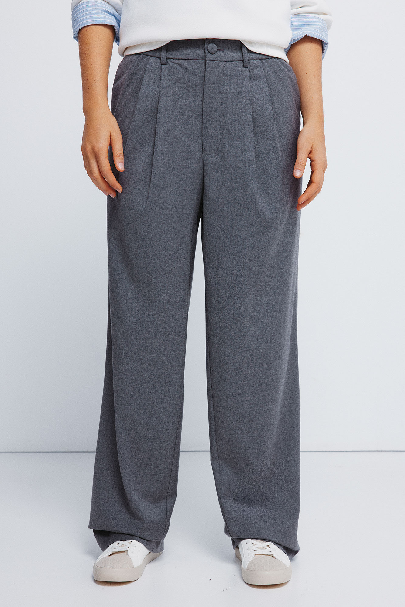 Springfield Pantalones pinzas el&aacute;stico cintura gris