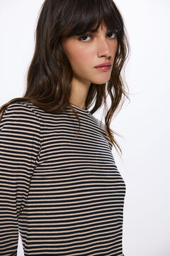 Springfield Playera entallada rayas lúrex beige