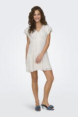 Springfield Vestido corto escote pico encaje natural