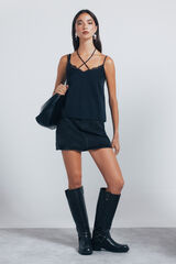 Springfield Falda corta denim tachuelas negro