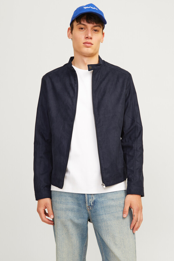 Jack & Jones Chamarra motera simil ante negro