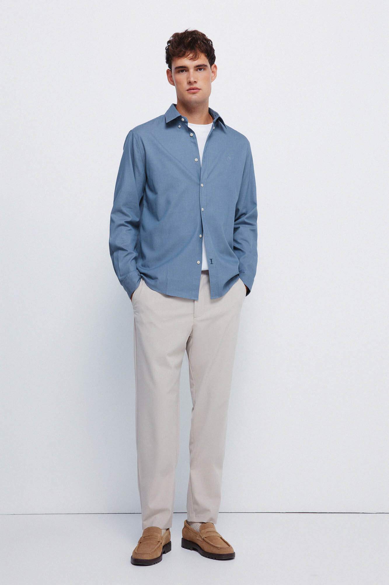 Springfield Camisa estructurada bicolor azul