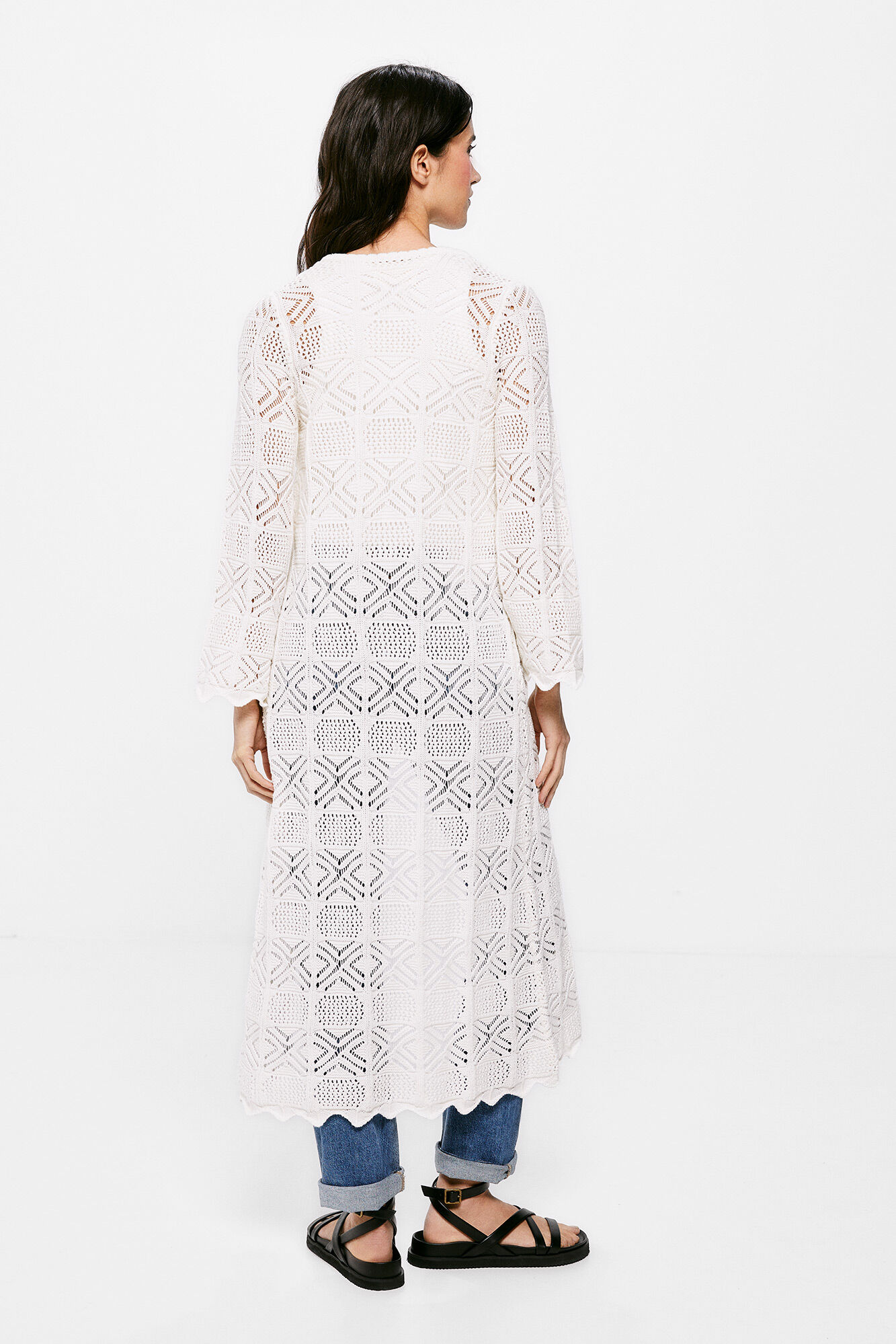 Springfield Cardigan Largo Calados beige